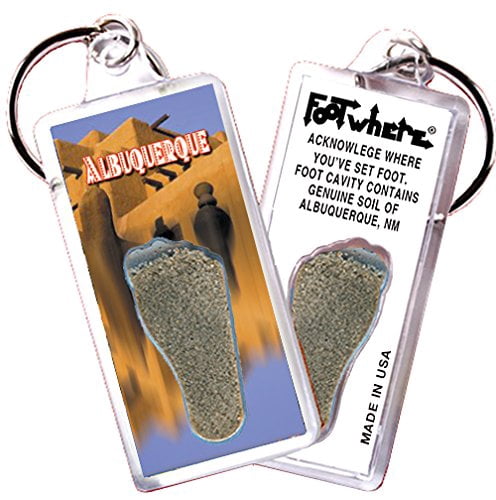 Albuquerque FootWhere Souvenir Keychains. (AQ100 - Assorted) 6 Piece Set.
