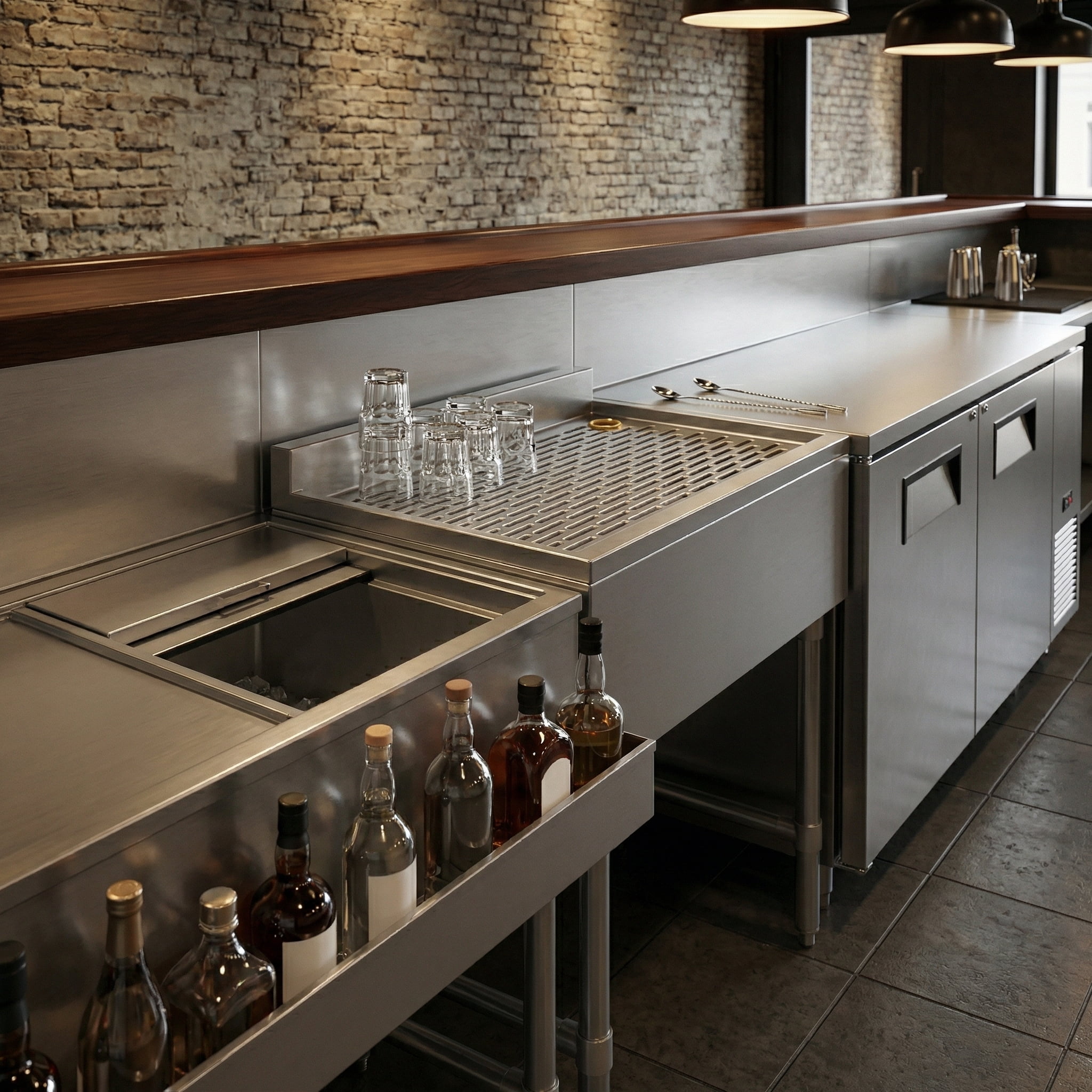 Underbar Stainless Steel Drainboard 18-1/2 in. x 24 in. x 30 in. H with 3 in. Backsplash