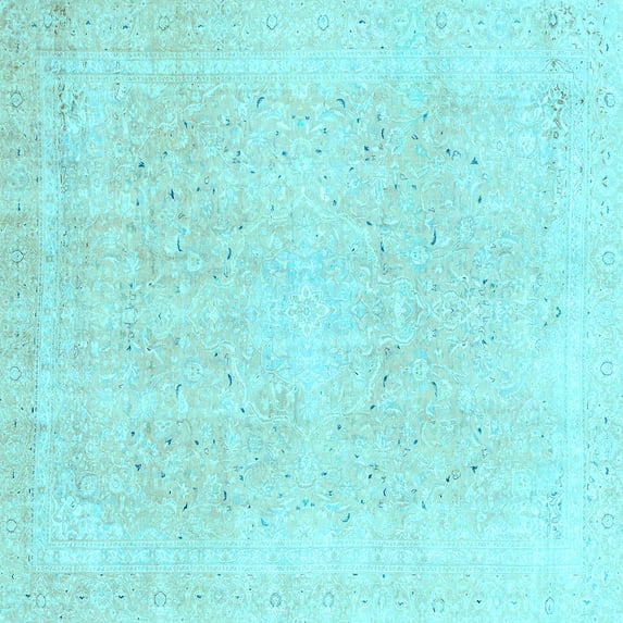 Ahgly Company Indoor Square Abstract Light Blue Modern Area Rugs, 4' Square