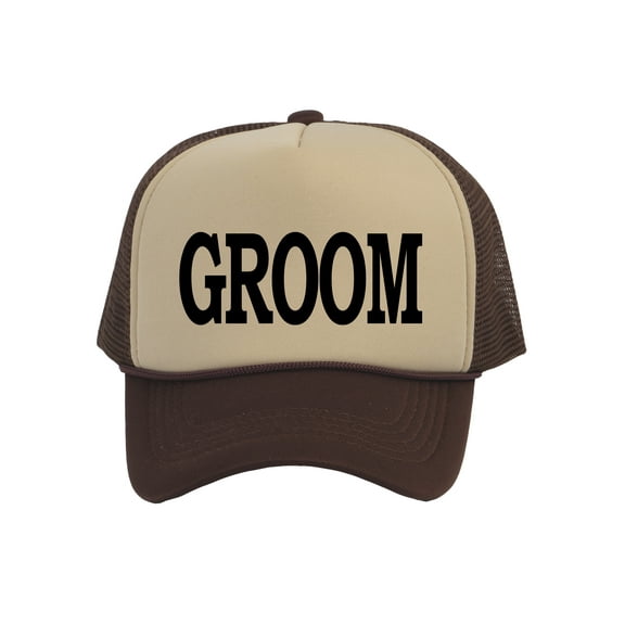 Top Headwear Groom Hat - Bachelor Party Trucker Hat Khaki/Brown