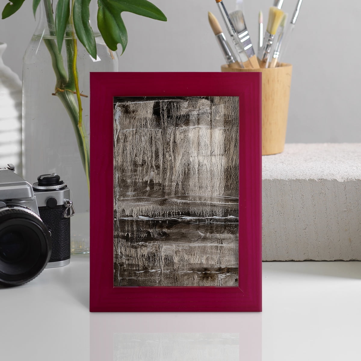 Continuum III -Framed Print w/glass-Cherry Red