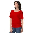 thumbnail image 6 of Women's Dolman Top Boat Neck Comfortable Short Sleeve Solid Gentle Tees Casual T Shirt with Side Shirring Detail, 6 of 7
