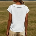 thumbnail image 4 of GUACER Short Sleeve Linen Cotton Tops for Women Peter Pan Collar Casual Button Placket Blouses Summer Shirts, 4 of 9