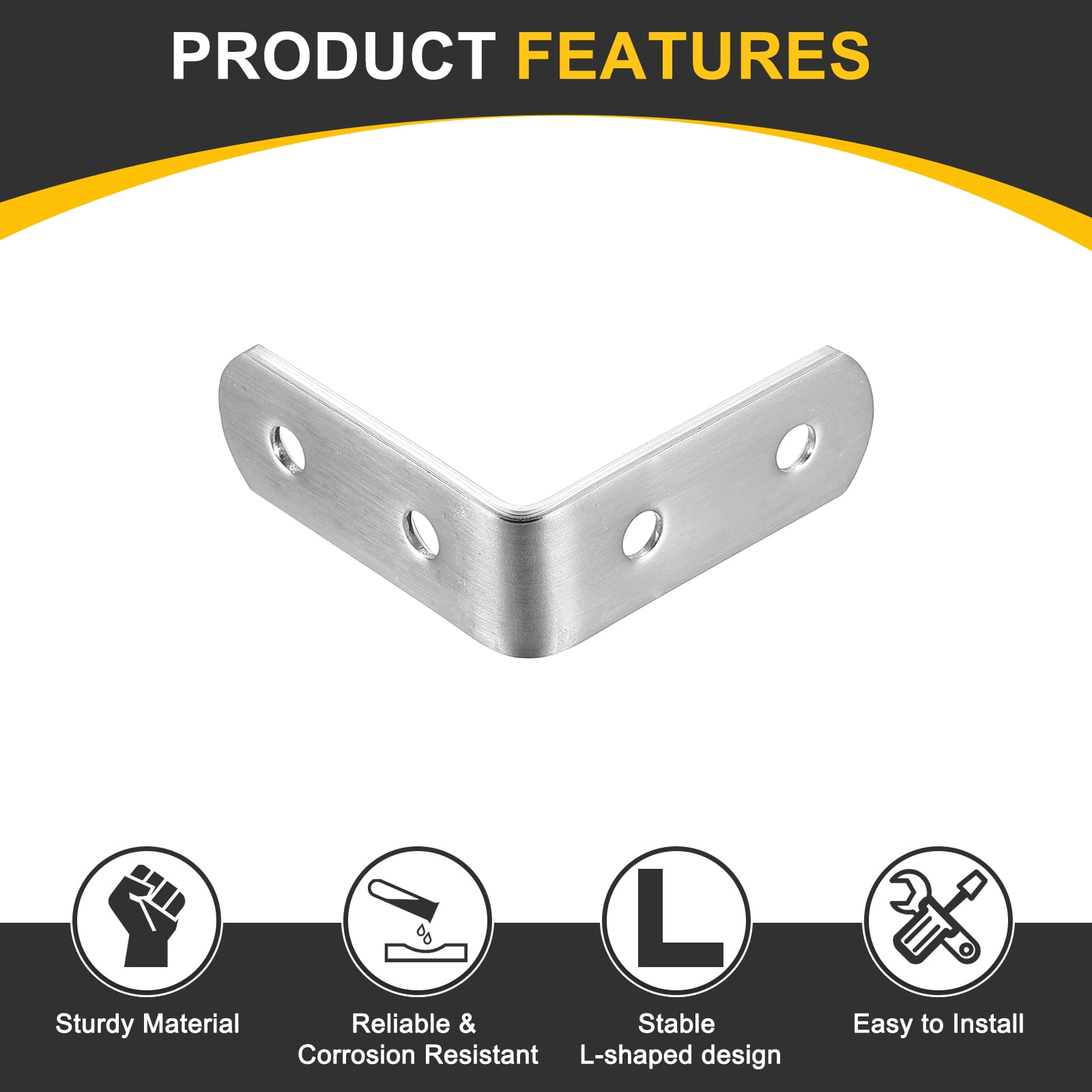 16Pcs L-Shaped Brackets Corner Brace, 1.97"x1.97"x0.79" Corner Bracket Shelf Bracket Right Angle Brackets for Wood Shelves Furniture (50x50x20mm, Silver)