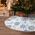 thumbnail image 4 of Salouo Retro ice blue snowflakes Christmas Tree Skirt 30" Farmhouse Christmas Decorations Snowman Xmas Tree Skirt Tree Mat for Holiday Party Decor, 4 of 8
