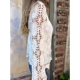 thumbnail image 6 of Cutout Embroidered V-Neck Button Long Sleeve Top, Hollow Half Sleeve Cardigan White M, 6 of 7