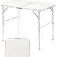 thumbnail image 7 of WYDK 4ft-2 folds White Folding Table with Carrying Handle Height Adjustable Lightweight Fold Up Portable for Indoor Outdoor Picnic,Camping,Hiking,Fishing,BBQ,Natural, 7 of 7