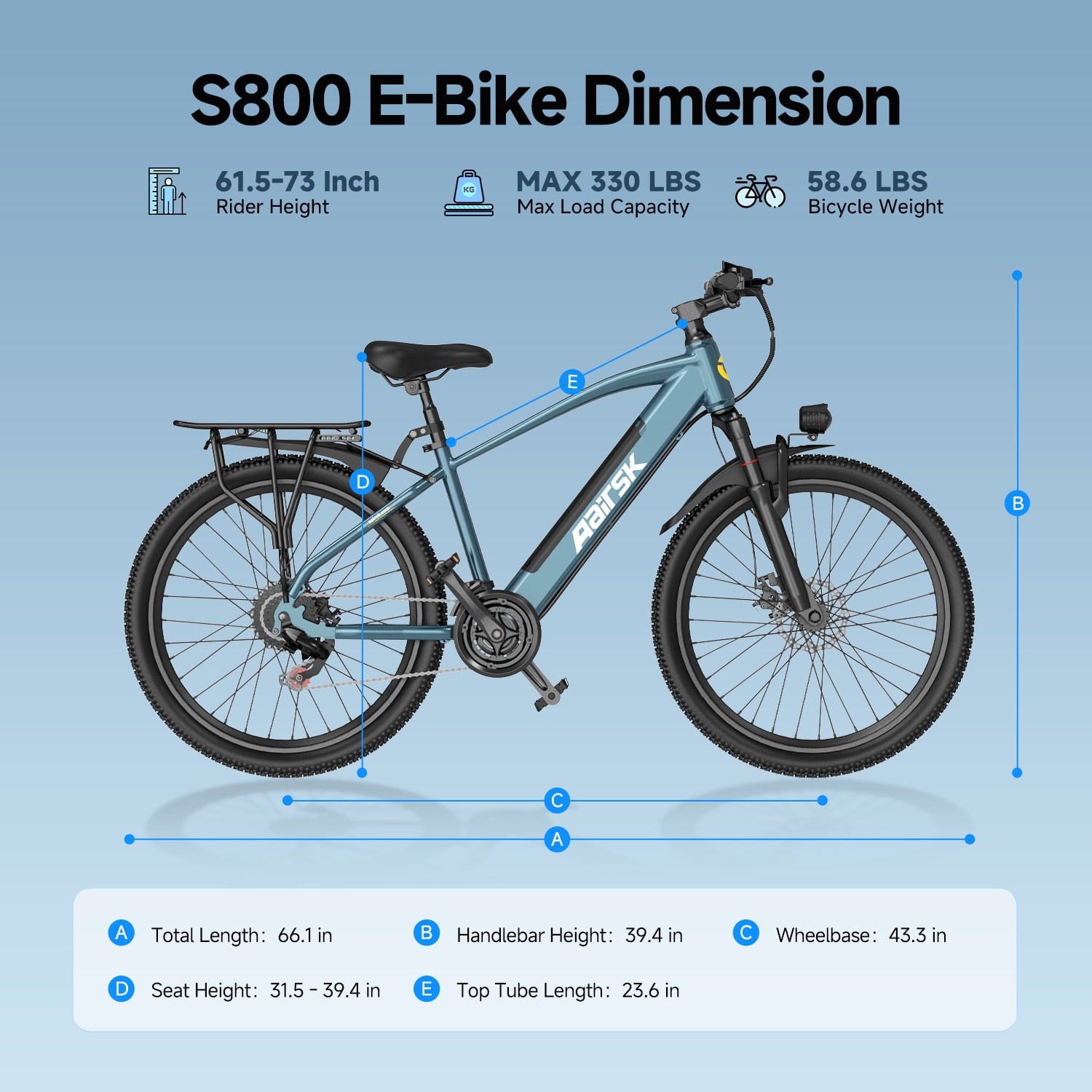 Unibike 250W Electric Bike for Adults, 36V 13AH Removeable Battery, 26'' City Bicycle, 15MPH Commuter Men Ebike