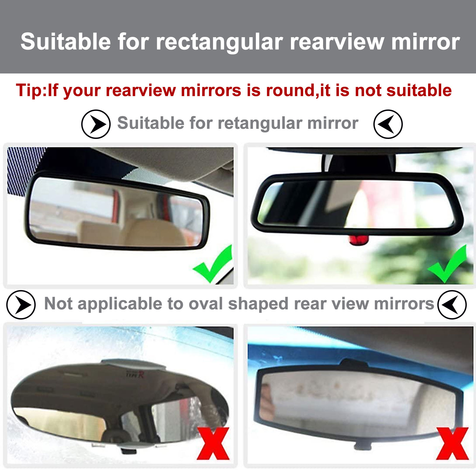TSV Car Rear View Mirror Mount Grip Clip, 240 Rotation Car Mount Holder, Universal Smartphone Holders Cell Phone Mount Fit for iPhone 13/12/11 Pro Xr Xs Max X, Samsung S21/Galaxy, HTC, GPS, Smartphone - image 5 of 9