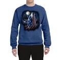 thumbnail image 2 of Wild Bobby, American Flag Howling Wolf Animal Lover Unisex Crewneck Graphic Sweatshirt, Vintage Heather Blue, 3XL, 2 of 3