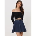 thumbnail image 2 of Minifalda De Mezclilla Acampanada Con Cintura Alta Y Cintura Alta De Verano Para Mujer Azul Oscuro S, 2 of 6