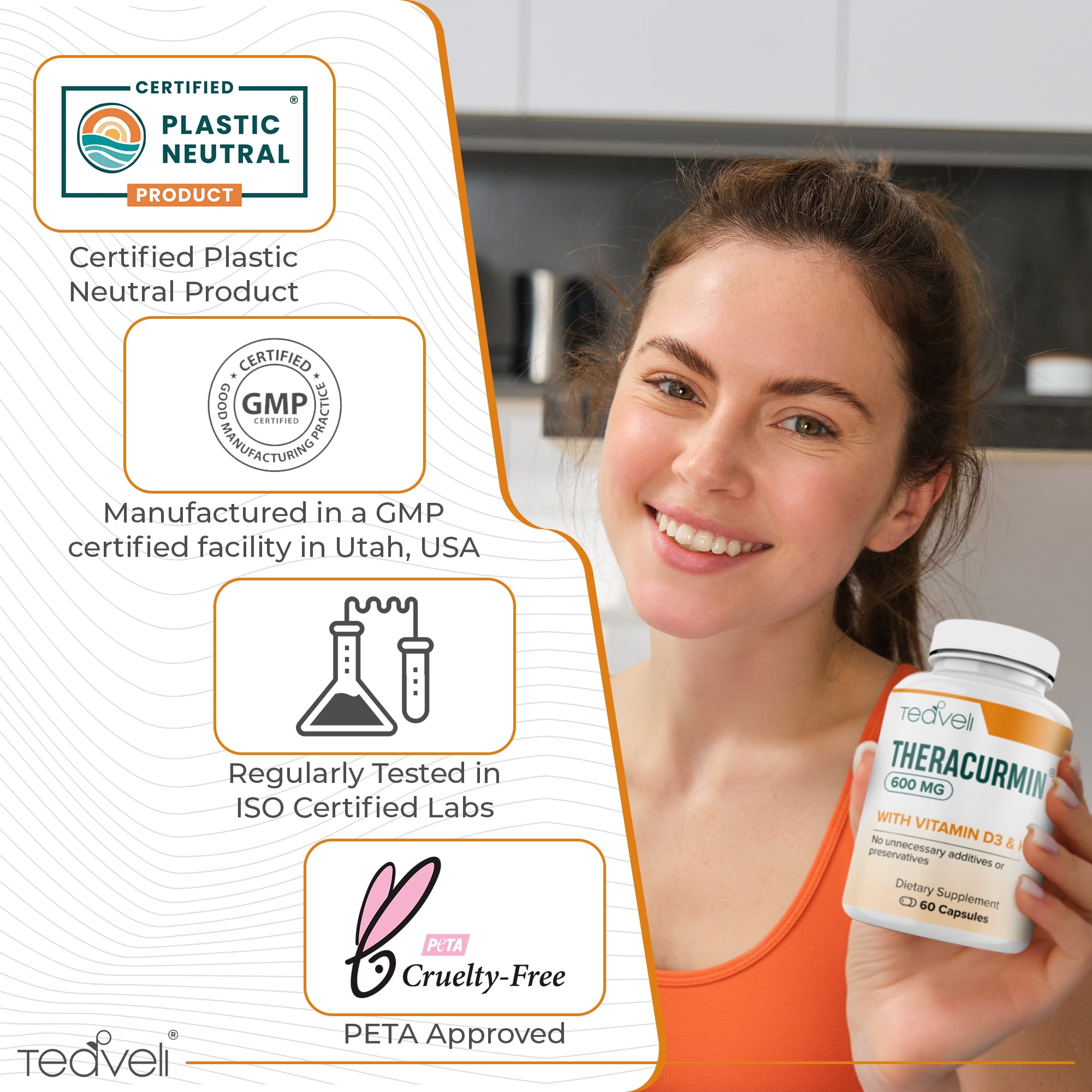 Premium Theracurmin Supplement with Vitamin D3 and K2 – Turmeric Curcumin Supplement for Joint Health and Heart Health Support- 60 Capsules (30 Servings)