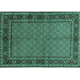 thumbnail image 1 of Ahgly Company Machine Washable Indoor Rectangle Persian Turquoise Blue Traditional Area Rugs, 6' x 9', 1 of 4