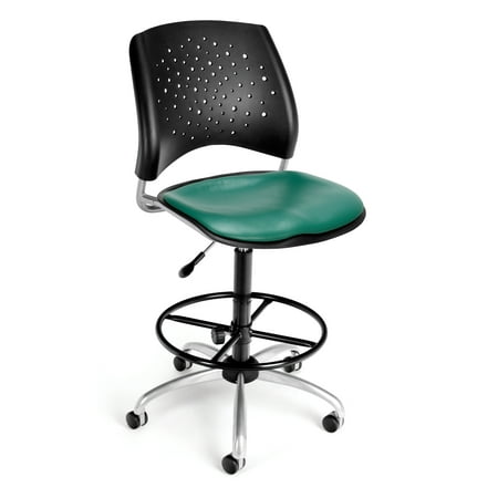 Ofm Stars Vinyl OFM Stars Series Model 326-VAM-DK Anti-Microbial/Anti-Bacterial Vinyl Armless Swivel Task Chair with Drafting Kit, Teal ()