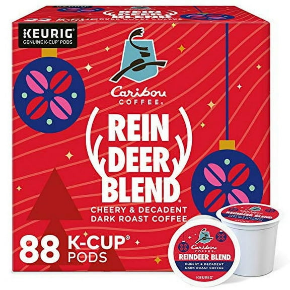 Caribou Coffee Reindeer Blend, .. Single-Serve Keurig K-Cup Pods, .. Dark Roast Coffee Pods, .. 88 Count