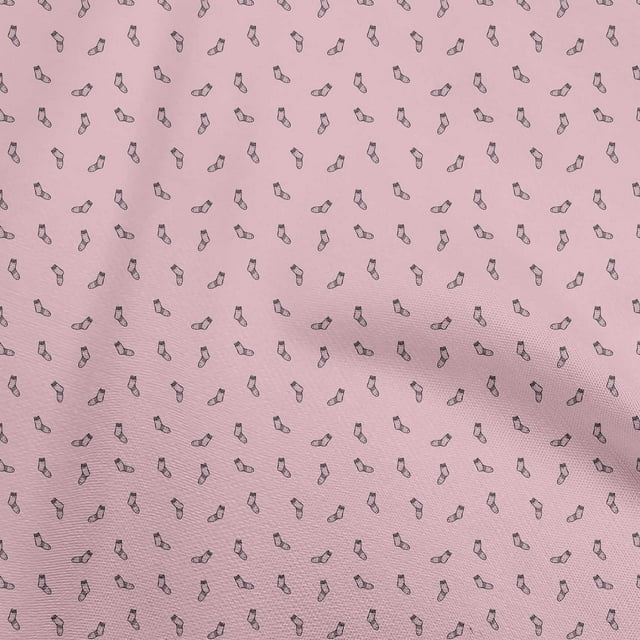 oneOone Cotton Cambric Light Pink Fabric Snowflake,Cap & Socks Craft Projects Decor Fabric Printed By The Yard 42 Inch Wide