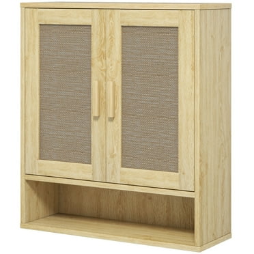 HOMCOM Bathroom Wall Cabinet with Adjustable Shelf, Distressed Oak