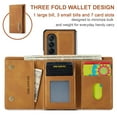 thumbnail image 2 of Back Wallet Case for Samsung Galaxy Z Fold 4, Detachable Card Slots Holder Kickstand Magnetic Closure Cover with Premium PU Leather Soft Silicone Shockproof Drop Resistant Protective Case,Brown, 2 of 11