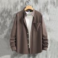 thumbnail image 2 of Mens Shirts Spring Summer Breathable Long Sleeve Button Down Band Collar Work Shirts Beach Shirt, 2 of 8