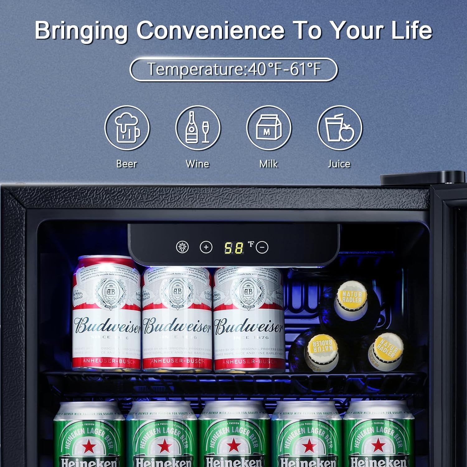 Havato 1.7 cu.ft 16 Bottle Wine Cellar, 67 Cans  beverage  Fridge w/ Glass Door & Adjustable Removable Shelves, Black