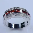 thumbnail image 2 of 3Ct Princess Cut Lab Created Red Garnet Men's Engagement Ring 14k White Gold Plated Silver, 2 of 3