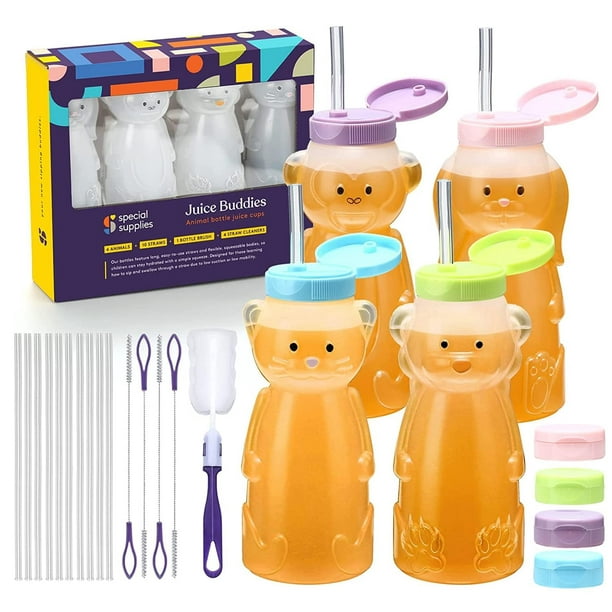 Suministros Especiales Taza Con Pajita Honey Bear Para Bebés Paquete De 4 Bebidas De Entrenamiento De Destete Dirigidas Por Bebés Divertidas Con Forma De Animal Para Entrenamiento Y Destete Con Pajita