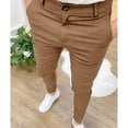 thumbnail image 2 of Bazeneo Mens Dress Trousers Slim Fit Casual Cotton Pants Solid Colour Chinos Trouser Stretch Flat Front Bottoms Skinny Tapered Business Pant Summer Daily Wear with Pockets S-3XL, 2 of 5