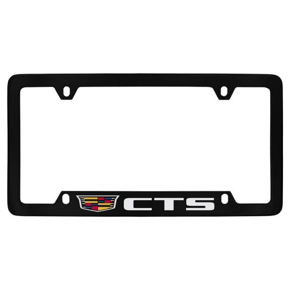 Cadillac CTS Zinc License Plate Frame with Glossy Black Finish (4 hole)