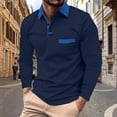thumbnail image 2 of XIYON Men's Polo Shirt Men Long Sleeve Patchwork Lapel Shirt Casual Holiday Shirts Tops Classic Comfortable Golf Shirts For Men, 2 of 5