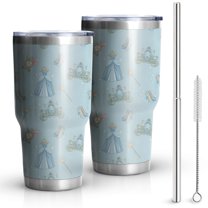 30oz Princess Pattern Tumblers Stainless Steel Tumbler with Lid and Straw,Vacuum Insulated Double Wall Travel Tumbler Cups Mug with Cleaning Brush for Coffee,Tea
