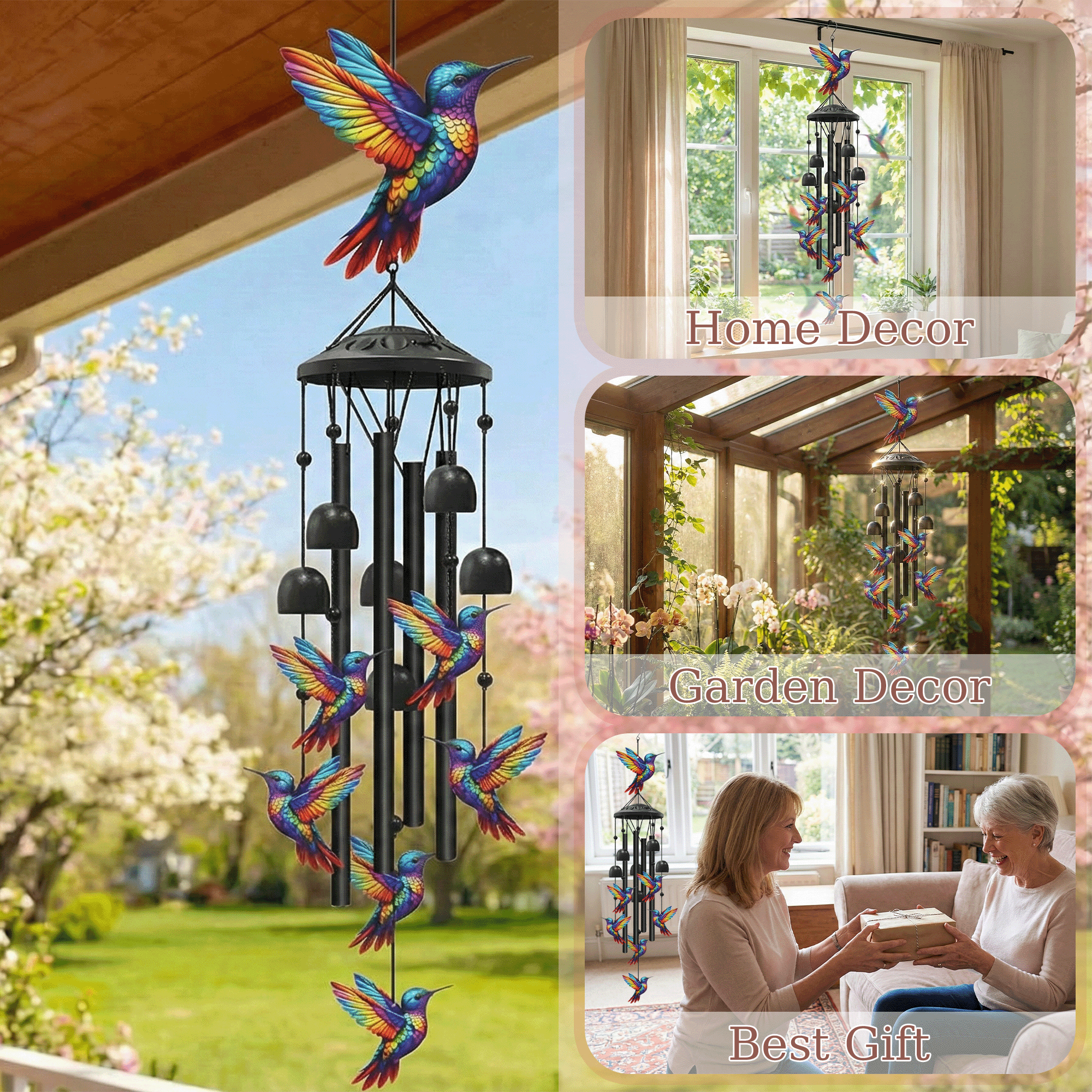 KEYAHAPPY Hummingbird Metal Wind Chimes photo 6