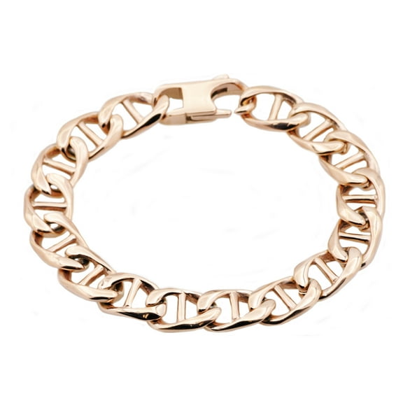 Mens Rose Plated Stainless Steel Anchor Chain Bracelet