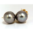 thumbnail image 2 of 10mm natural tahitian pearl & .80ct diamonds drop cap earrings 14kt., 2 of 5