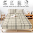 thumbnail image 5 of Twin Sze Fitted Sheet Set - Check Plaid 2 Piece Bedding Sets 16" Deep Pocket Fitted Sheet with 1 Pillowcase, Light Brown Grids Stripes Modern Minimalist Brushed Microfiber Hotel Luxury Bed Sheets, 5 of 9