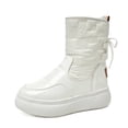 thumbnail image 1 of Botas de nieve gruesas y cálidas con plataforma y suela gruesa para mujer, botas cortas de algodón con forro polar de estilo británico para invierno, 1 of 6