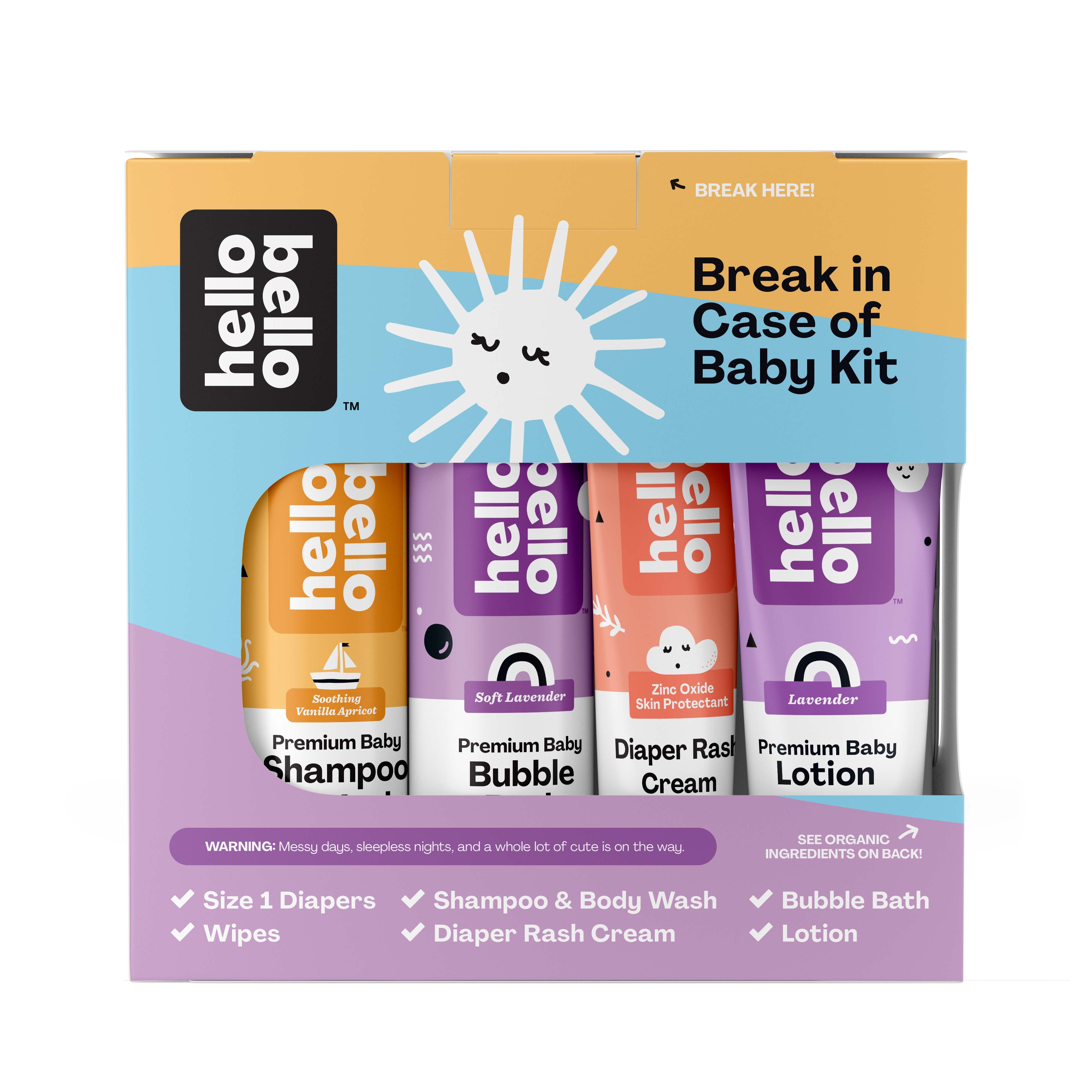 Hello Bello Break in Case of Baby Kit I Gender Neutral Baby Gift Set