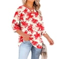 thumbnail image 2 of TaTaai Women Plus Size Crew Neck Tee Chest Cutout 3/4 Sleeve Random Print Spring Summer Casual Base Layer Ladies Daily Commute Wear Lightweight Soft Non-See-Through Top Gift, 2 of 6
