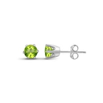 JewelersClub 0.50 CTW Peridot Stud Earrings – Sterling Silver (.925)| Hypoallergenic Studs for Women - Round Cut Set with Push Backs