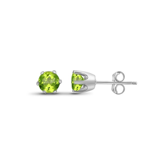 JewelersClub 0.50 CTW Peridot Stud Earrings – Sterling Silver (.925)| Hypoallergenic Studs for Women - Round Cut Set with Push Backs