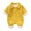 thumbnail image 2 of Umfun Baby Corduroy Collared Romper - Warm Button Down One-Piece Jumpsuit with Flap Pockets and Cuffed Sleeves Trendy Fall Winter Outfit for Infant Boys Girls, 2 of 8