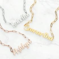 Personalized Brush Script Name Paper Clip Chain Necklace