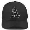 thumbnail image 2 of Daxton Premium Mid Profile Hat Semi Curved Visor Black Cap White Black Gothic Embroidered, A, 2 of 4