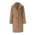 thumbnail image 4 of NAFUU Women's Fuzzy Fleece Jackets Lapel Button Down Long Teddy Coat Warm Winter Outwear Pocket Solid Color Fashion Long Fluffy Jacket Women Warm Jackets, 4 of 4