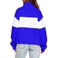 thumbnail image 6 of Womens Sweatshirts Half Zip Stand Neck Pullover Tops Color Match Quarter Zipper Fall Winter Fashion Shirts Blue S, 6 of 8