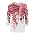 thumbnail image 4 of Workout Tops for Women Fall Floral Print Tunics 3/4 Length Sleeve Crew Neck Plus Size Shirts Dressy Casual Tshirts Fall 3/4 Sleeve Tops for Women Fall Outfits for Women 2024 Trendy, 4 of 5