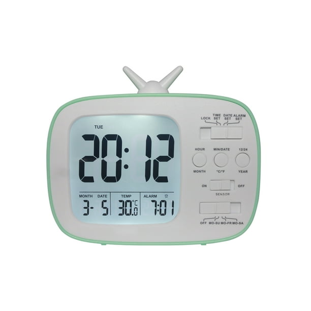 Desk Digital Alarm Clock Sensor Automatic Soft Light Snooze Date Walmart Com Walmart Com
