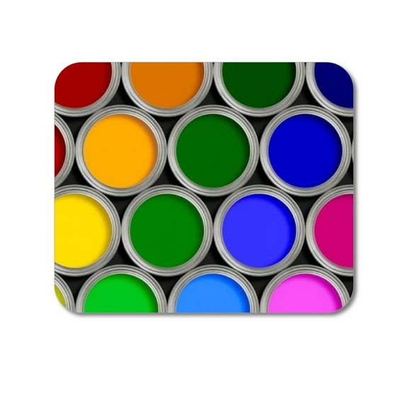 DistinctInk Mouse Pad - 1/4" Foam Rubber - Rainbow Paint Cans