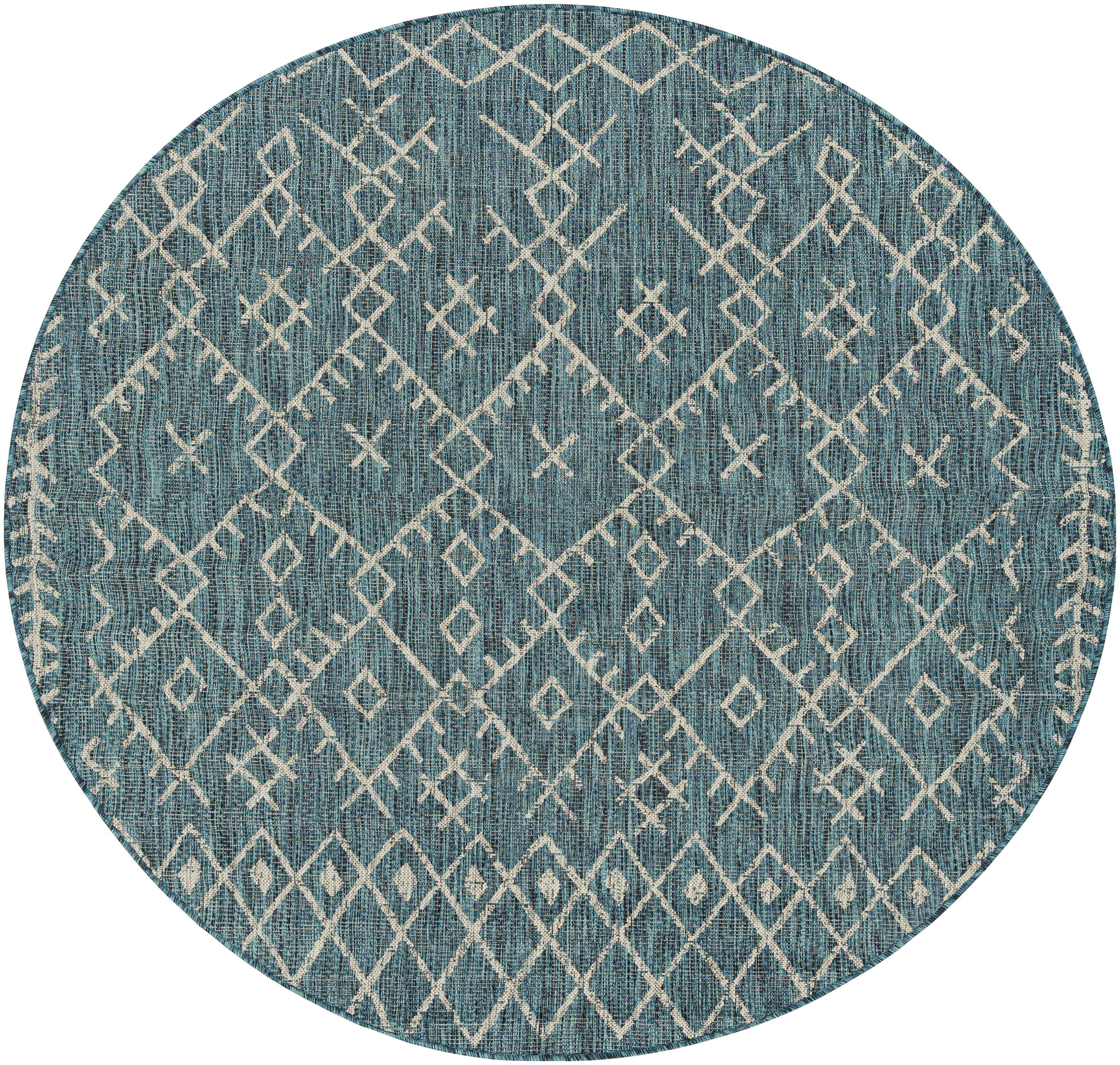 BoutiqueRugs Rapelje Bohemian, Transitional Area Rug - Outdoor Safe - Aqua, Black, Taupe - 2' x 2'11"