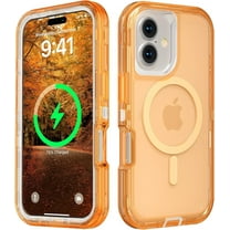 For iPhone 17 Transparent Phone Case Compatible with MagSafe, Triple Layer Magnetic Charging Case, Heavy Duty Shockproof and Drop-Proof Phone Case, Crystal Orange