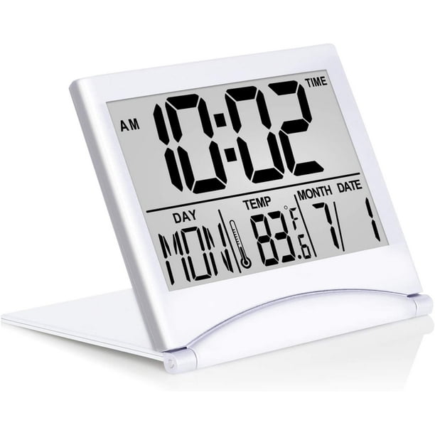 Visland Folding LCD Digital Alarm Clock Electronic Calendar Thermometer